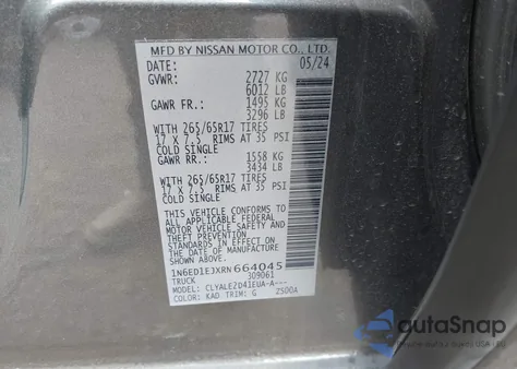 2024 Nissan Frontier Sl 4X2 from USA, damaged, VIN 1N6ED1EJXRN664045